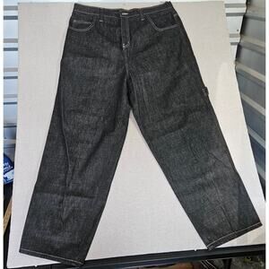 Vintage Y2K Iceberg Black Wide Leg Baggy Jeans 38x33 Made in Italy Streetwear